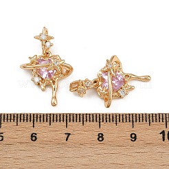 Brass Micro Pave Cubic Zirconia Pendants&nbsp;KK-K407-03G