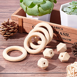 Faceted Nugget Natural Wooden Beads&nbsp;WOOD-PH0009-24