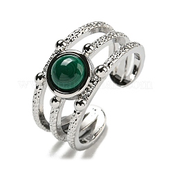 Natural Malachite Adjustable Rings&nbsp;RJEW-K269-10P-06