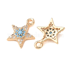 Brass Micro Pave Light Sky Blue Cubic Zirconia Pendants&nbsp;CU-CBAEC99-20G