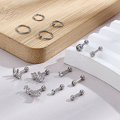13 Pairs 13 Styles Stainless Steel Micro Pave Clear Cubic Zirconia Cartilage Earring Sets&nbsp;EJEW-PH0001-57