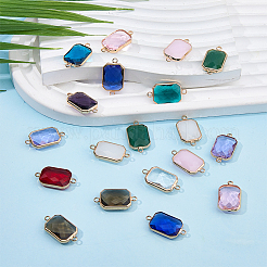 24Pcs 12 Colors Alloy Faceted Glass Connector Charms&nbsp;FIND-FI0001-08A