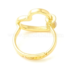 Clear Cubic Zirconia Open Heart Adjustable Ring for Women&nbsp;ZIRC-P096-01G