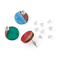 Resin & Walnut Wood Stud Earring Findings&nbsp;MAK-CD0001-06