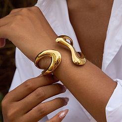 Elegant 304 Stainless Steel Fluid Shape Open Cuff Bangles for Women&nbsp;KV3982