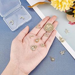 12Pcs 6 Style Brass Cubic Zirconia Charms&nbsp;ZIRC-FH0001-36