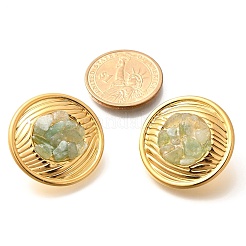 304 Stainless Steel Natural Green Aventurine Stud Earrings&nbsp;EJEW-R012-02G-04