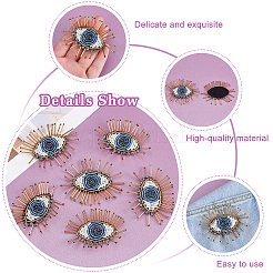 AHADEMAKER 6Pcs Handcrafted Glass Seed Beaded Evil Eye Sew on Patches&nbsp;DIY-GA0003-30