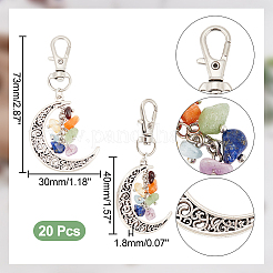 20Pcs Chakra Theme Natural Gemstone Pendant Decorations&nbsp;HJEW-AR0001-08
