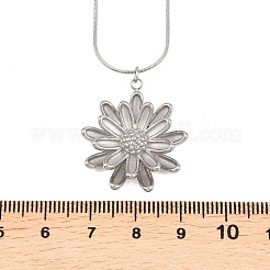 304 Stainless Steel Flower Pendant Round Snake Chain Necklaces for Women&nbsp;NJEW-G188-02P