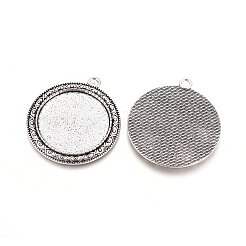 Tibetan Style Zinc Alloy Pendant Cabochon Settings&nbsp;TIBEP-M004-07AS-RS
