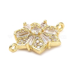 Brass Clear Cubic Zirconia Connector Snowflake Connector Charms&nbsp;KK-L229-079G-02