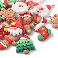 24Pcs 6 Styles Christmas Opaque Resin Pendants&nbsp;RESI-FS0001-44