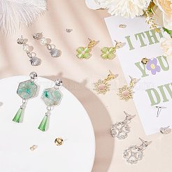 20 Pairs 2 Color Brass Stud Earring Findings&nbsp;KK-BC0010-63