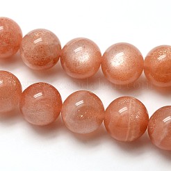 Grade AAA Natural Gemstone Sunstone Round Beads Strands&nbsp;G-E251-34-8mm