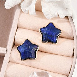 Natural Lapis Lazuli Stud Earrings&nbsp;EJEW-H153-01G-01