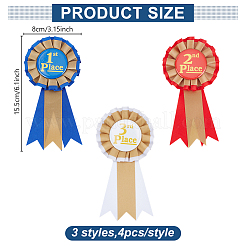 12Pcs 3 Colors Award Ribbon Shape Tinplate Badge Pins&nbsp;JEWB-HY0001-34