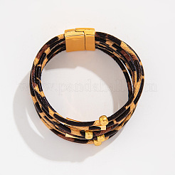 Leopard Print Pattern PU Leather Cord Multi-strand Bracelets for Women&nbsp;LS-XT9904