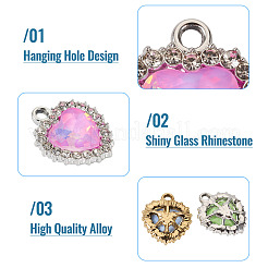 40Pcs 2 Colors UV Plating Alloy with Mixed Color Glass Rhinestone Pendants&nbsp;FIND-PJ0001-39