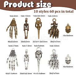 60Pcs 10 Styles Alloy Pendants&nbsp;FIND-FG0002-80