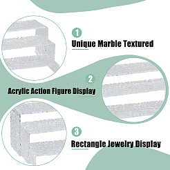 3Pcs 3 Sizes Marble Textured Acrylic Action Figure Display Risers&nbsp;ODIS-WH0030-52