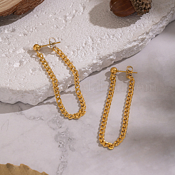 Minimalist Curb Chain Tassel 304 Stainless Steel Stud Earrings&nbsp;UW3398