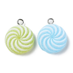 Translucent Resin Flat Round Pendants&nbsp;RESI-A025-03