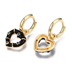 Brass Micro Pave Cubic Zirconia Huggie Hoop Earrings&nbsp;EJEW-T014-46G-NF