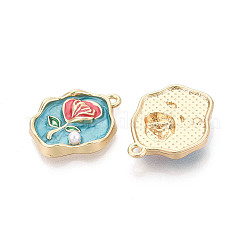 Rack Plating Alloy Enamel and ABS Imitation Pearl Pendants&nbsp;ENAM-T024-88A-G