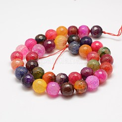 Faceted Natural Dragon Veins Fire Crackle Agate Beads Strands&nbsp;G-F447-10mm-F01