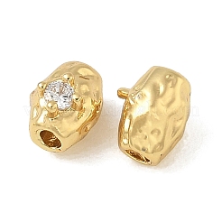 Brass Micro Pave Clear Cubic Zirconia Beads&nbsp;CU-CBAC675-08G