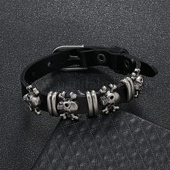 Alloy Skull Rivets Bracelet&nbsp;BJEW-C037-04A
