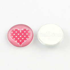 Half Round/Dome Heart Pattern Glass Flatback Cabochons for DIY Projects&nbsp;GGLA-Q037-10mm-47