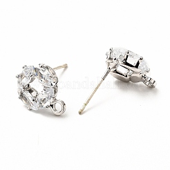 Brass Micro Pave Clear Cubic Zirconia Stud Earring Findings&nbsp;LS-ZIRC-K087-20P
