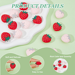 16Pcs 2 Colors Strawberry Food Grade Eco-Friendly Silicone Focal Beads&nbsp;SIL-DC0001-46