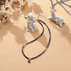 Cubic Zirconia Teardrop Pendant Necklace with Natural Kyanite Beaded Chains&nbsp;NJEW-JN04121-01
