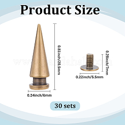 30Pcs Alloy Spikes Screwback Studs&nbsp;FIND-GF0009-57