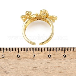 Brass Micro Pave Cubic Zirconia Cuff Rings for Women&nbsp;RJEW-P157-02G