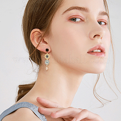 8Pcs 2 Styles Brass Pave Clear & Deep Sky Blue Cubic Zirconia Connector Charms&nbsp;KK-DC0003-42