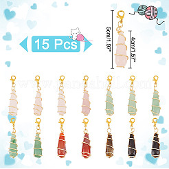 15Pcs Teardrop Mixed Natural Gemstone Charm Locking Stitch Markers&nbsp;HJEW-AB00650