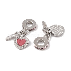 Rack Plating Alloy Light Rose Rhinestone European Dangle Charms&nbsp;FIND-C055-27P-04