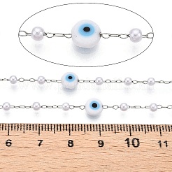 Handmade Lampwork&Imitation Pearl Beads Chains&nbsp;CHS-T006-13P