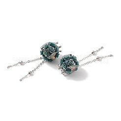 Handmade Flower Polymer Clay Rhinestone Tassel Dangle Beads&nbsp;CLAY-H003-02P-01