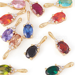 11Pcs 11 Colors Brass Micro Pave Cubic Zirconia Pendants&nbsp;KK-TA0001-97