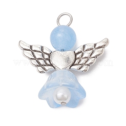 Pearlized Glass Pearl Bead Pendants&nbsp;PALLOY-JF03205-06