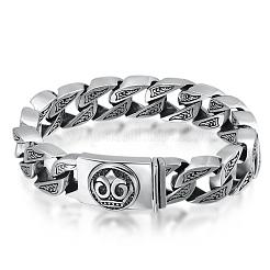 Tibetan Style Alloy Cuban Link Chain Bracelet with Skull Clasp&nbsp;WG81864-01