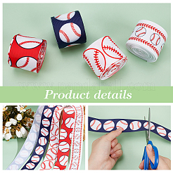 20 Yards 4 Styles Baseball Print Polyester Grosgrain Ribbon&nbsp;OCOR-PH0004-08