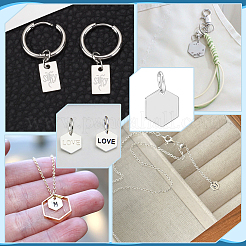 6Pcs 925 Sterling Silver Hexagon Charms with Jump Rings & 925 Stamp&nbsp;STER-PH0004-04