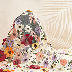 Ethnic Style Embroidered Flowers Polyester Tulle Lace Fabric&nbsp;DIY-WH0399-58
