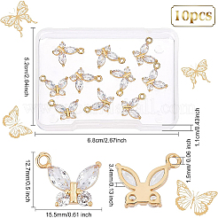 10Pcs Brass Clear Cubic Zirconia Pendants&nbsp;ZIRC-BC0001-06